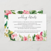 Kaart Tropische handpalmen trouwdetails invoegen (Voorkant / Achterkant)