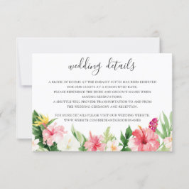 Kaart Tropische handpalmen trouwdetails invoegen