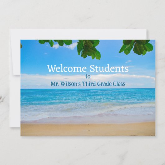 Kaart Tropische Ocean Welcome Students Message (Voorkant)