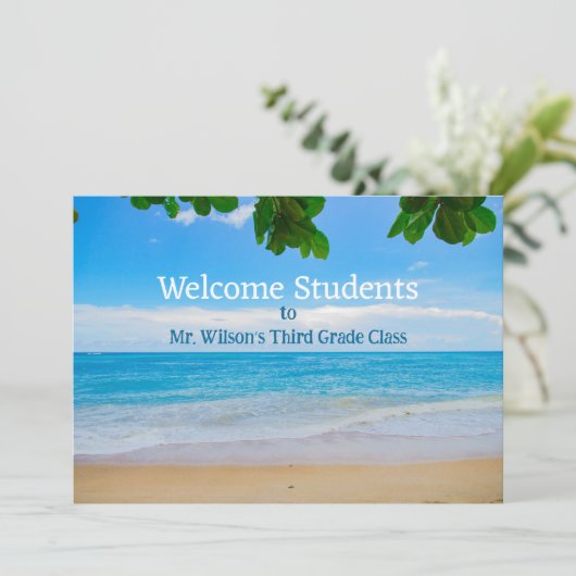 Kaart Tropische Ocean Welcome Students Message (Staand voorkant)