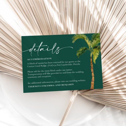 Kaart Tropische palm Trees Wedding Details Enclosu