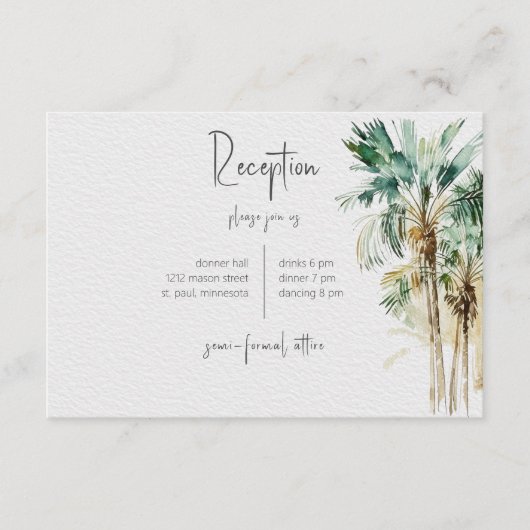 Kaart Tropische palm Trees Wedding Enclosure (Voorkant)