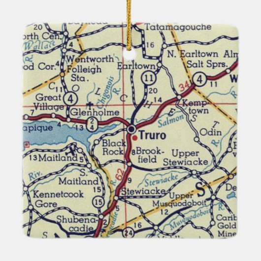 kaart Truro Nova Scotia Keramisch Ornament (Achterkant)