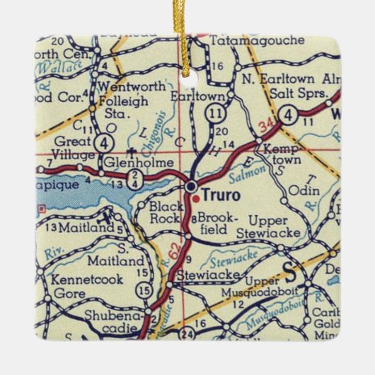  kaart Truro Nova Scotia Keramisch Ornament (Voorkant)