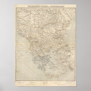 Kaart Turkije en Griekenland Atlas Poster