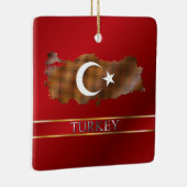 Kaart Turkije en metaal goud van de Turkse vlag Keramisch Ornament (Rechts)