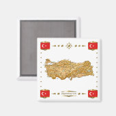 Kaart Turkije + Flags Magnet (Voorkant / Achterkant)