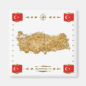 Kaart Turkije + Flags Magnet (Voorkant)