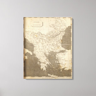 Kaart Turkije in Europa door Arrowsmith Canvas Afdruk