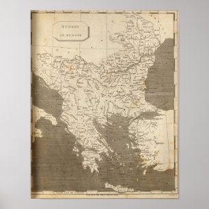 Kaart Turkije in Europa door Arrowsmith Poster