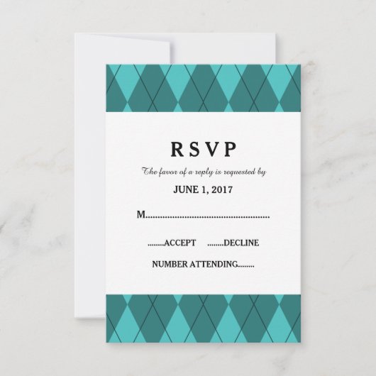 Kaart Turquoise Argyle Wedding Response (Voorkant)