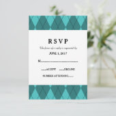Kaart Turquoise Argyle Wedding Response (Staand voorkant)