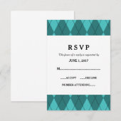 Kaart Turquoise Argyle Wedding Response (Voorkant / Achterkant)