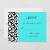 Kaart Turquoise Damask Wedding Response RSVP (Voorkant)