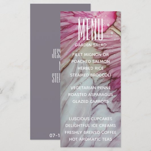 Kaart Turquoise en Lavender in het menu Weddenscha (Voorkant / Achterkant)