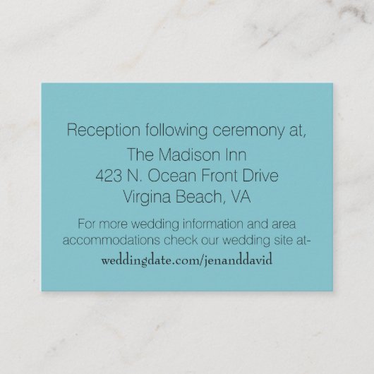 Kaart Turquoise Sand Dollar Wedding Enclosure (Voorkant)