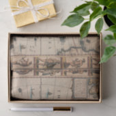  kaart uit de jaren 1700 van Amerika Shabby Chic D Tissuepapier (Geschenk)