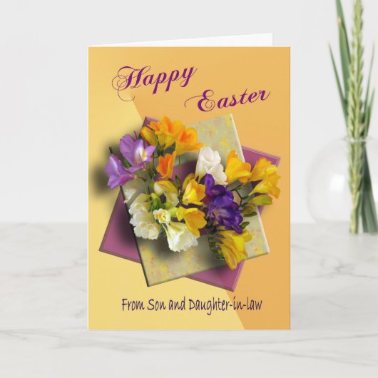 Kaart uit de paastijd van Zoon en Dochter in de we (Voorkant)