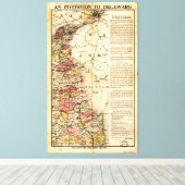 Kaart "Uitnodiging aan Delaware" (1903) Canvas Afdruk (Insitu (Houten vloer))