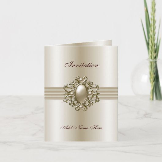 Kaart Uitnodiging Alle gelegenheden Elegant Pearl (Voorkant)