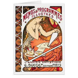 Kaart/uitnodiging: Alphonse Mucha - Menus