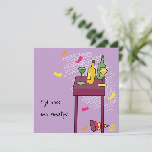 kaart uitnodiging feestje (Staand voorkant)