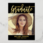 Kaart Uitnodiging Folie Afstuderen geborstelde Gli (Voorkant)