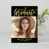 Kaart Uitnodiging Folie Afstuderen geborstelde Gli (Staand Voorkant)