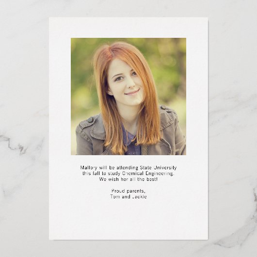 Kaart Uitnodiging Folie Afstuderen geborstelde Gli (Achterkant)