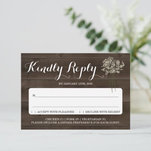 Kaart Uitnodigingsantwoord Invoegen | Rustic Babys (Staand voorkant)