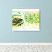 Kaart Uitzicht van de staat met een nummeringsscha Canvas Afdruk (Insitu (Houten vloer))