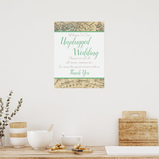 kaart unplugged Wedding Sign Poster (Keuken)