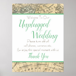  kaart unplugged Wedding Sign Poster