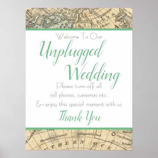 kaart unplugged Wedding Sign Poster (Voorkant)