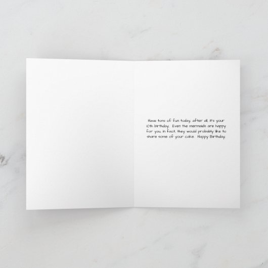 Kaart van 10 jaar oud meisje met Zeemeermin (Binnen)