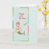 Kaart van 10 jaar oud meisje met Zeemeermin (Gele Bloem)