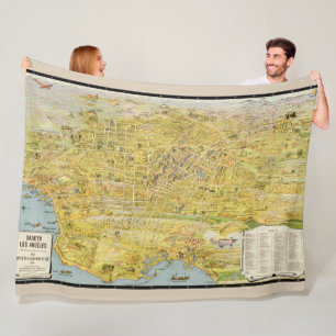  kaart van 1932, groter Los Angeles Fleece Deken