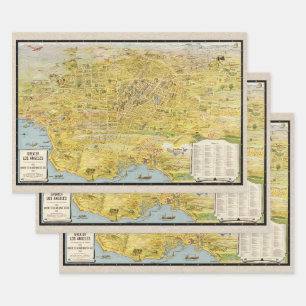  kaart van 1932, groter Los Angeles Inpakpapier Vel