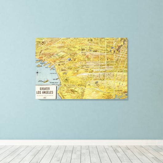  kaart van 1932: Los Angeles opnieuw ingesteld Canvas Afdruk (Insitu (Houten vloer))