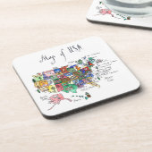 Kaart van Aantrekkingen van de Verenigde Staten va Bier Onderzetter (Linkerzijde)