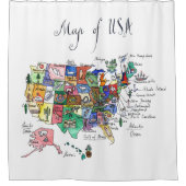 Kaart van Aantrekkingen van de Verenigde Staten va Douchegordijn (Voorkant)