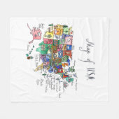 Kaart van Aantrekkingen van de Verenigde Staten va Fleece Deken (Voorkant (Horizontaal))