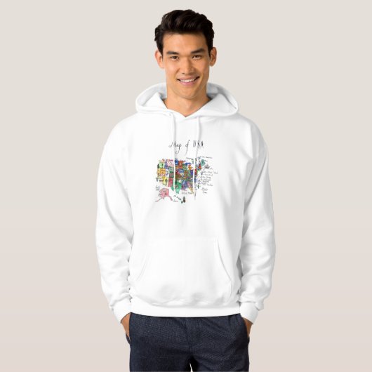 Kaart van Aantrekkingen van de Verenigde Staten va Hoodie (Voorkant volledig)