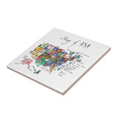 Kaart van Aantrekkingen van de Verenigde Staten va Tegeltje (Zijkant)