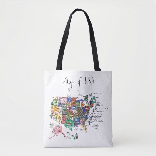 Kaart van Aantrekkingen van de Verenigde Staten va Tote Bag (Voorkant)