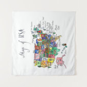 Kaart van Aantrekkingen van de Verenigde Staten va Wandkleed (Voorkant)