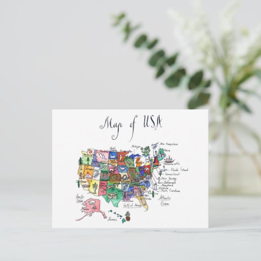 Kaart van Aantrekkingen Verenigde Staten van Ameri (Staand voorkant)