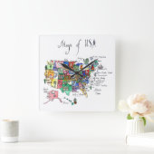 Kaart van Aantrekkingen Verenigde Staten van Ameri Vierkante Klok (Huis)