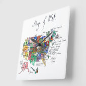 Kaart van Aantrekkingen Verenigde Staten van Ameri Vierkante Klok (Hoek)