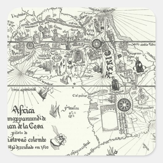 Kaart van Afrika | 1500 Vierkante Sticker (Voorkant)